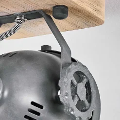 Plafonnier Herford Gris, Bois Clair, 2 Lumieres