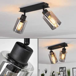 Plafonnier Hunouri Noir, 2 Lumieres