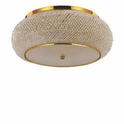 Plafonnier Ideal Lux Pasha Or, Aspect Cristal, 10 Lumieres