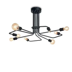 Plafonnier Ideallux Triumph Noir, 8 Lumieres