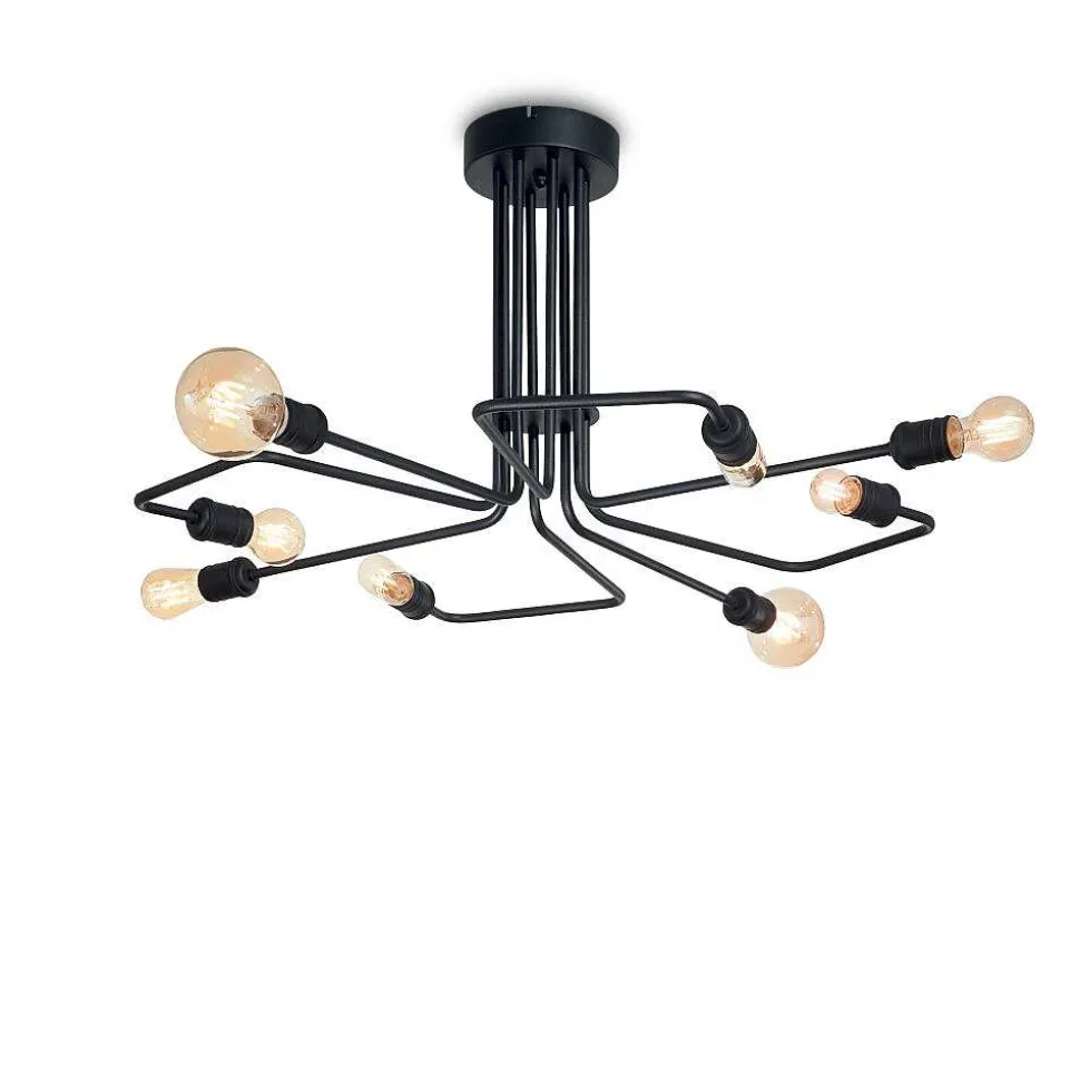 Plafonnier Ideallux Triumph Noir, 8 Lumieres