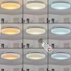 Plafonnier Idual Chloe Led Argente, Blanc, 1 Lumiere, Telecommandes, Changeur De Couleurs