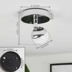 Plafonnier Idual Olivine Led Chrome, 1 Lumiere, Telecommandes, Changeur De Couleurs