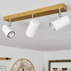 Plafonnier Javel Brun, Chrome, Couleur Bois, 3 Lumieres