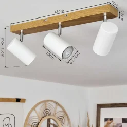 Plafonnier Javel Brun, Chrome, Couleur Bois, 3 Lumieres