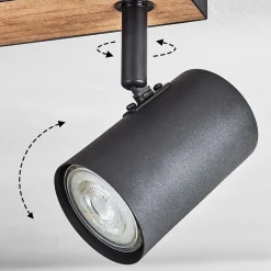 Plafonnier Javel Brun, Couleur Bois, Noir, 4 Lumieres