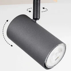 Plafonnier Javel Brun, Gris, Couleur Bois, 6 Lumieres