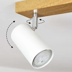 Plafonnier Javel Chrome, Couleur Bois, 2 Lumieres