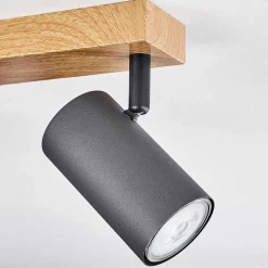 Plafonnier Javel Couleur Bois, Noir, 4 Lumieres