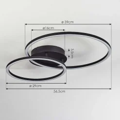 Plafonnier Korca Led Noir, 1 Lumiere