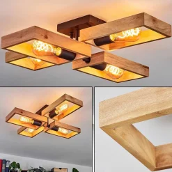 Plafonnier Kouk Ecru, Noir, 4 Lumieres