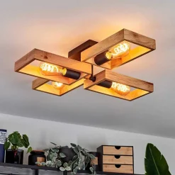 Plafonnier Kouk Ecru, Noir, 4 Lumieres