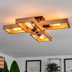 Plafonnier Kouk Ecru, Noir, 4 Lumieres