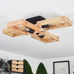 Plafonnier Kouk Ecru, Noir, 4 Lumieres