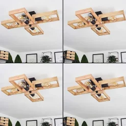 Plafonnier Kouk Ecru, Noir, 4 Lumieres