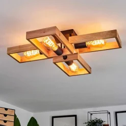 Plafonnier Kouk Ecru, Noir, 4 Lumieres