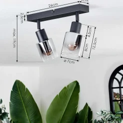 Plafonnier Leteque Noir, 2 Lumieres