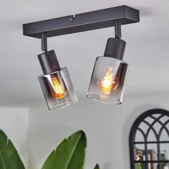 Plafonnier Leteque Noir, 2 Lumieres