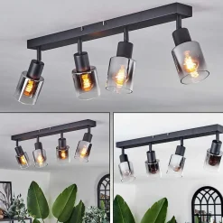 Plafonnier Leteque Noir, 4 Lumieres