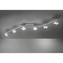 Plafonnier Leuchten-Direkt Sabi Led Nickel Mat, 6 Lumieres, Telecommandes, Changeur De Couleurs