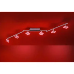 Plafonnier Leuchten-Direkt Sabi Led Nickel Mat, 6 Lumieres, Telecommandes, Changeur De Couleurs