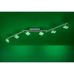 Plafonnier Leuchten-Direkt Sabi Led Nickel Mat, 6 Lumieres, Telecommandes, Changeur De Couleurs