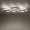 Plafonnier Leuchten-Direkt Lolasmart-Swing Led Acier Brosse, 2 Lumieres, Telecommandes, Changeur De Couleurs