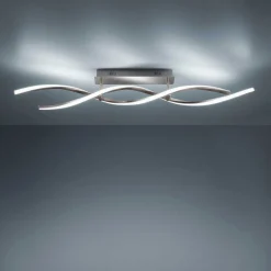 Plafonnier Leuchten-Direkt Lolasmart-Swing Led Acier Brosse, 2 Lumieres, Telecommandes, Changeur De Couleurs