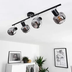 Plafonnier Lexington Chrome, Noir, 4 Lumieres