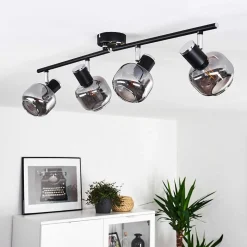 Plafonnier Lexington Chrome, Noir, 4 Lumieres