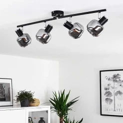 Plafonnier Lexington Chrome, Noir, 4 Lumieres