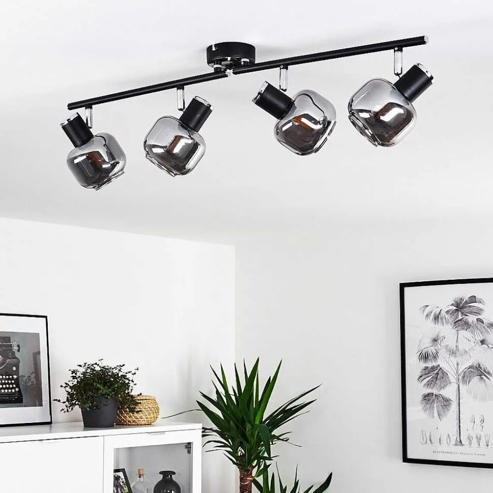 Plafonnier Lexington Chrome, Noir, 4 Lumieres