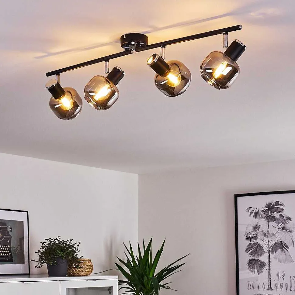 Plafonnier Lexington Chrome, Noir, 4 Lumieres