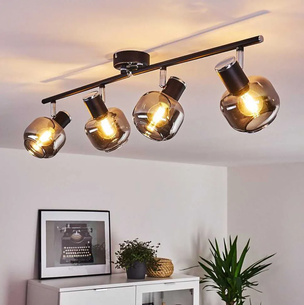 Plafonnier Lexington Chrome, Noir, 4 Lumieres