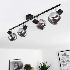 Plafonnier Lexington Chrome, Noir, 4 Lumieres