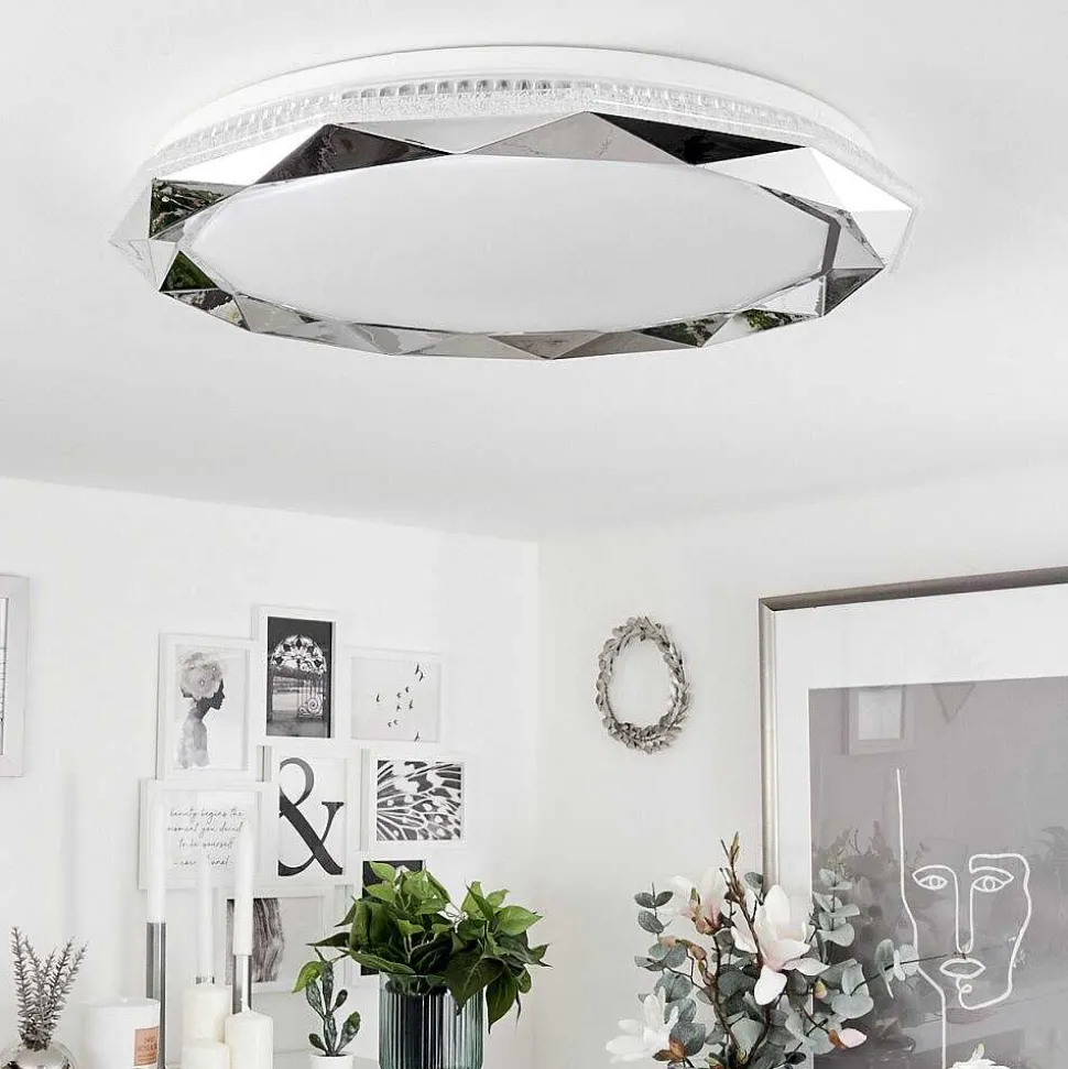 Plafonnier Lisei Led Blanc, 1 Lumiere, Telecommandes, Changeur De Couleurs