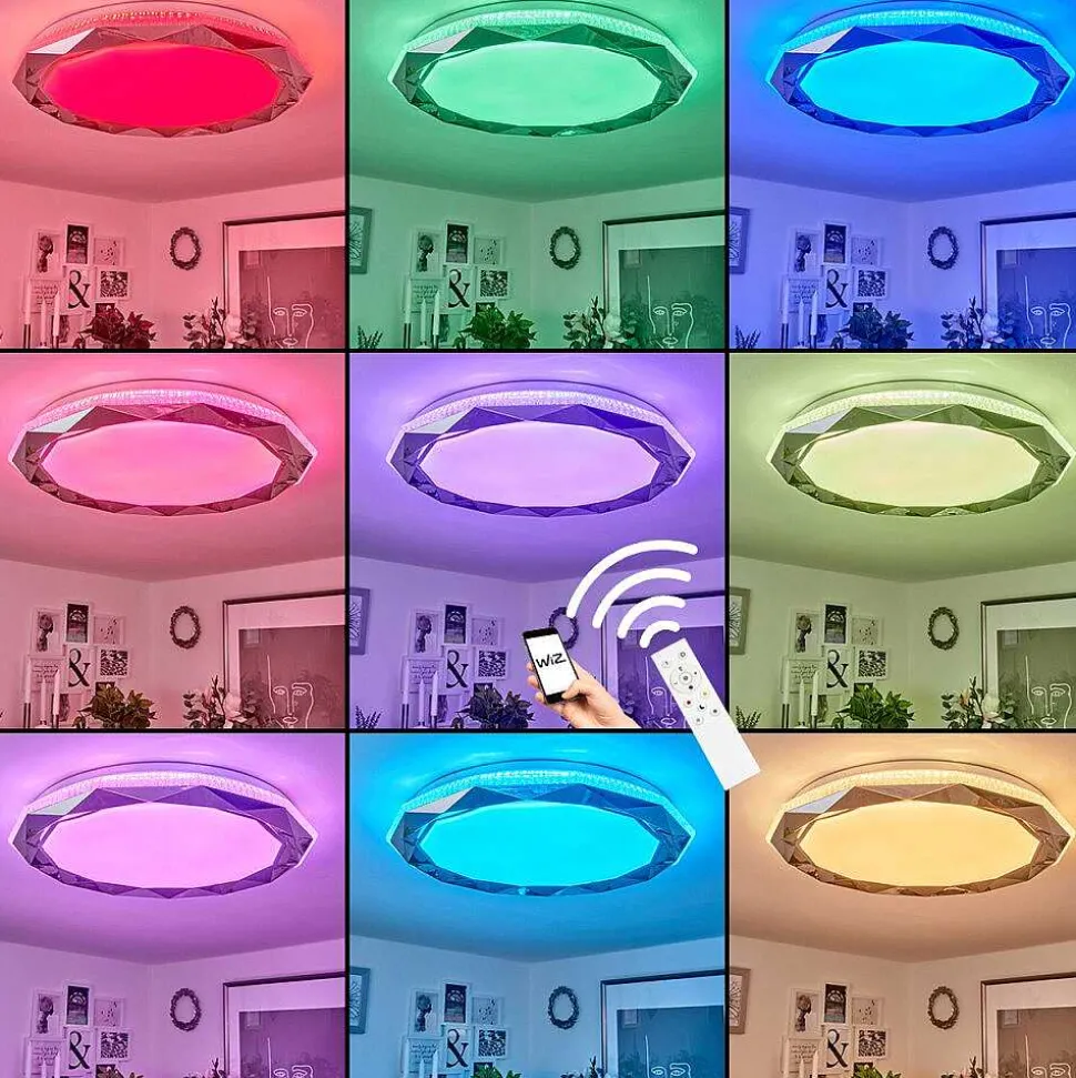 Plafonnier Lisei Led Blanc, 1 Lumiere, Telecommandes, Changeur De Couleurs