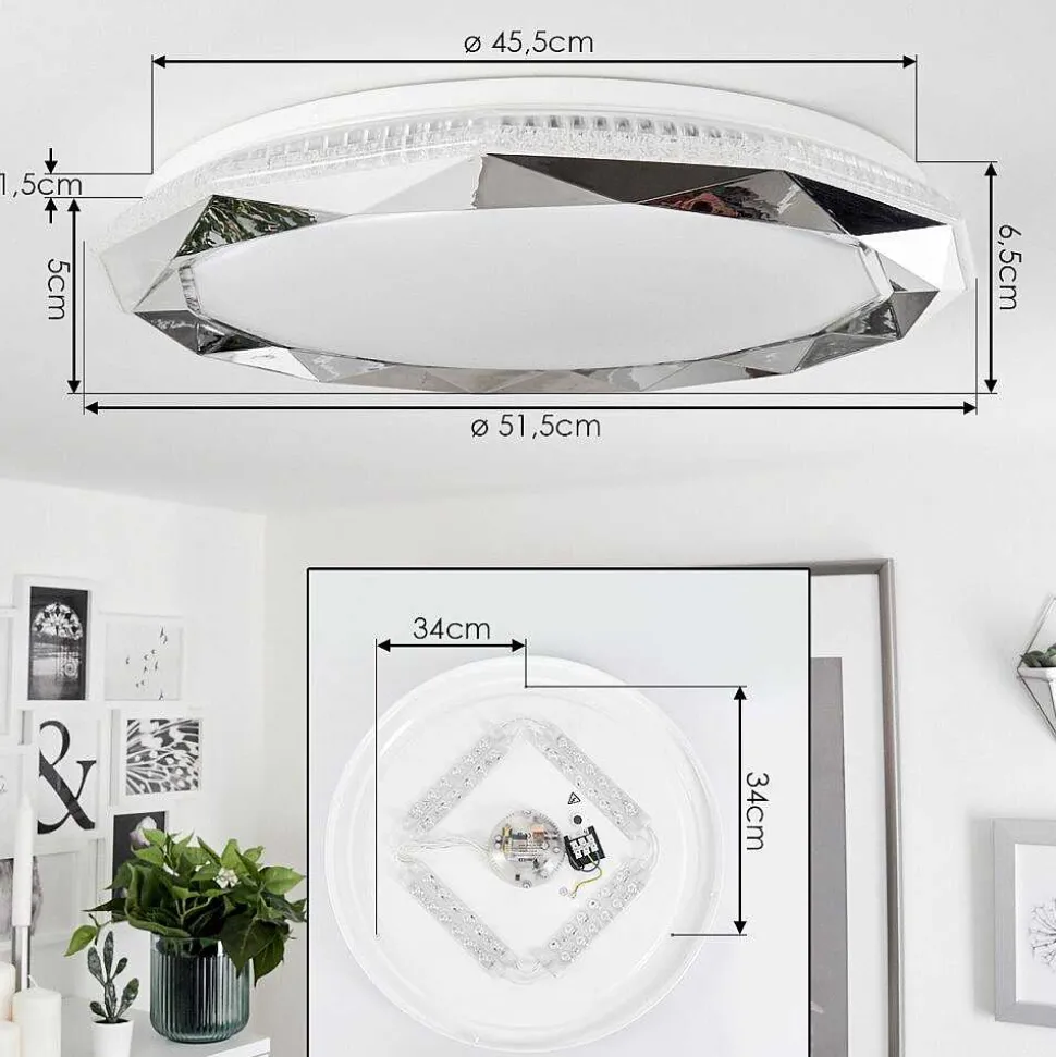 Plafonnier Lisei Led Blanc, 1 Lumiere, Telecommandes, Changeur De Couleurs