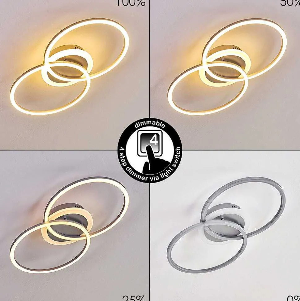 Plafonnier Lithgow Led Argente, 1 Lumiere