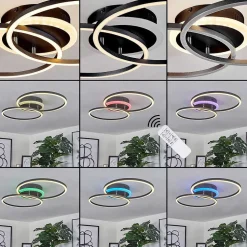 Plafonnier Lithgow Led Noir, 2 Lumieres, Telecommandes, Changeur De Couleurs