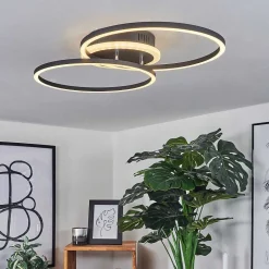 Plafonnier Lithgow Led Noir, 2 Lumieres, Telecommandes, Changeur De Couleurs