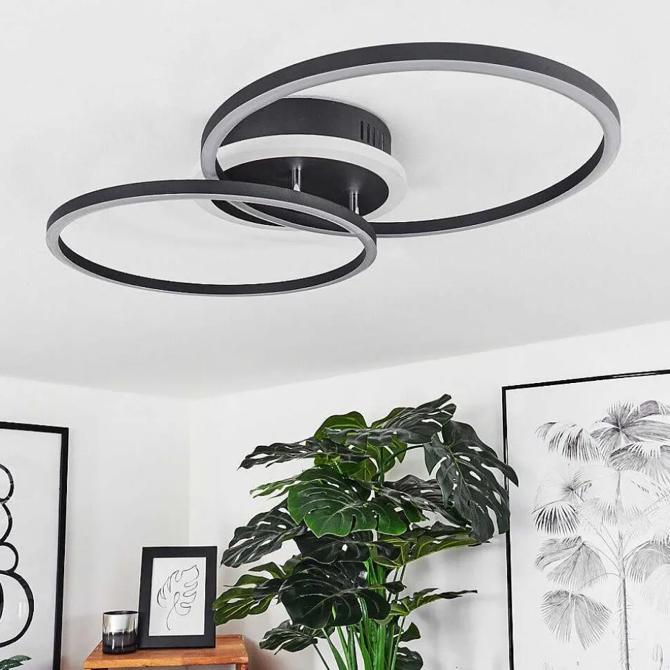 Plafonnier Lithgow Led Noir, 2 Lumieres, Telecommandes, Changeur De Couleurs