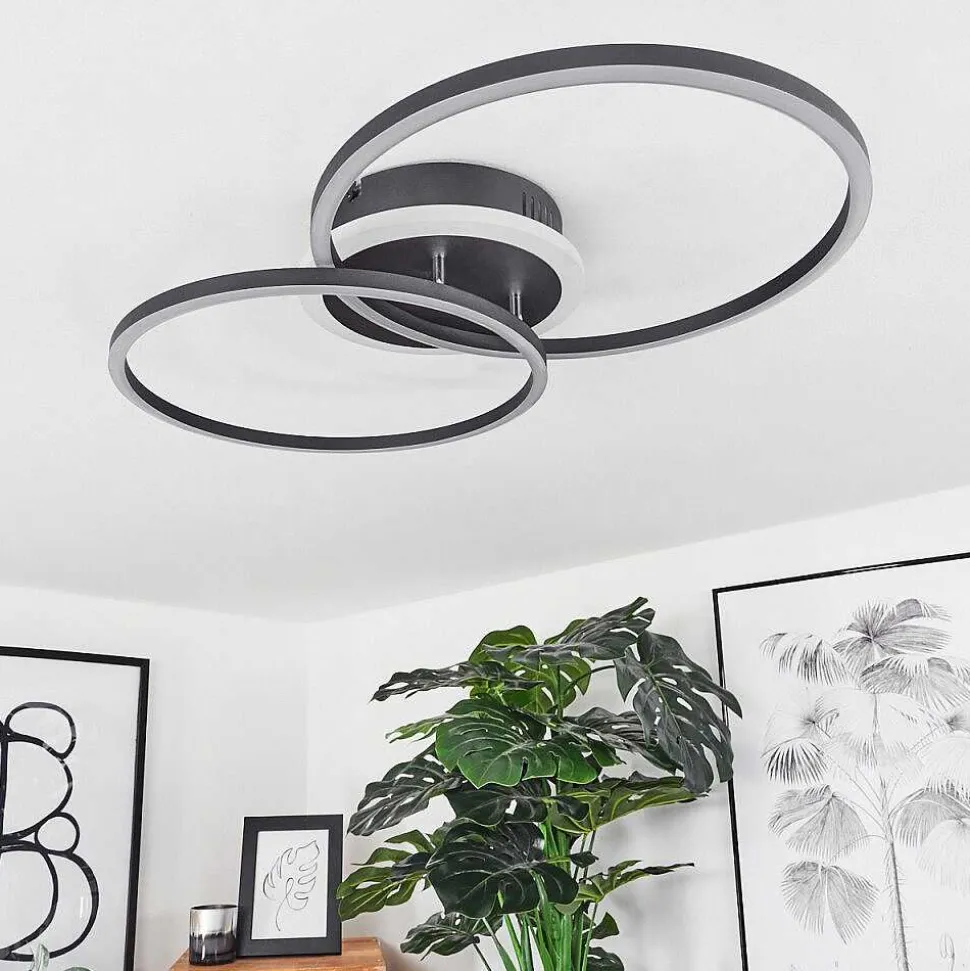 Plafonnier Lithgow Led Noir, 2 Lumieres, Telecommandes, Changeur De Couleurs