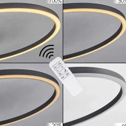 Plafonnier Lithgow Led Noir, 2 Lumieres, Telecommandes, Changeur De Couleurs