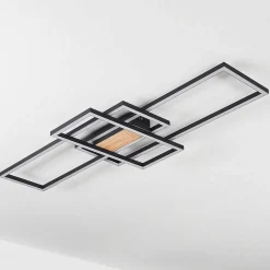 Plafonnier Longos Led Brun, Couleur Bois, Noir, 1 Lumiere