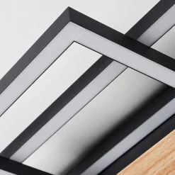 Plafonnier Longos Led Brun, Couleur Bois, Noir, 1 Lumiere