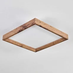 Plafonnier Longvic Led Brun, Couleur Bois, Noir, 1 Lumiere