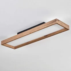 Plafonnier Longvic Led Brun, Couleur Bois, Noir, 1 Lumiere