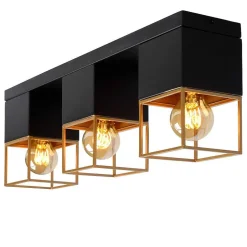 Plafonnier Lucide Rixt Noir, 3 Lumieres