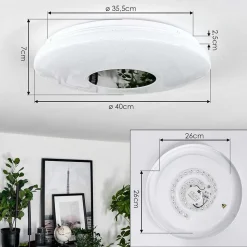 Plafonnier Lumsden Led Blanc, 1 Lumiere, Detecteur De Mouvement